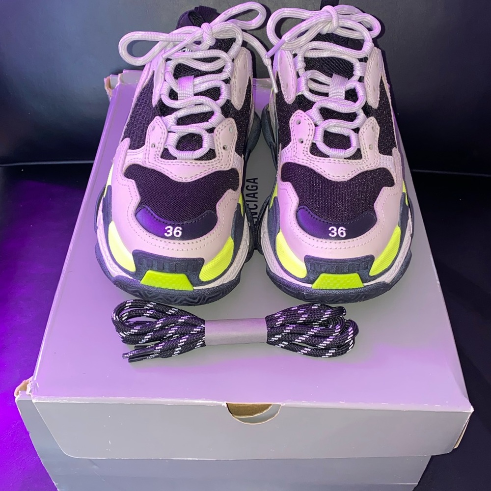 Balenciaga Triple S Trainer Grey and Neon Yellow Size 36